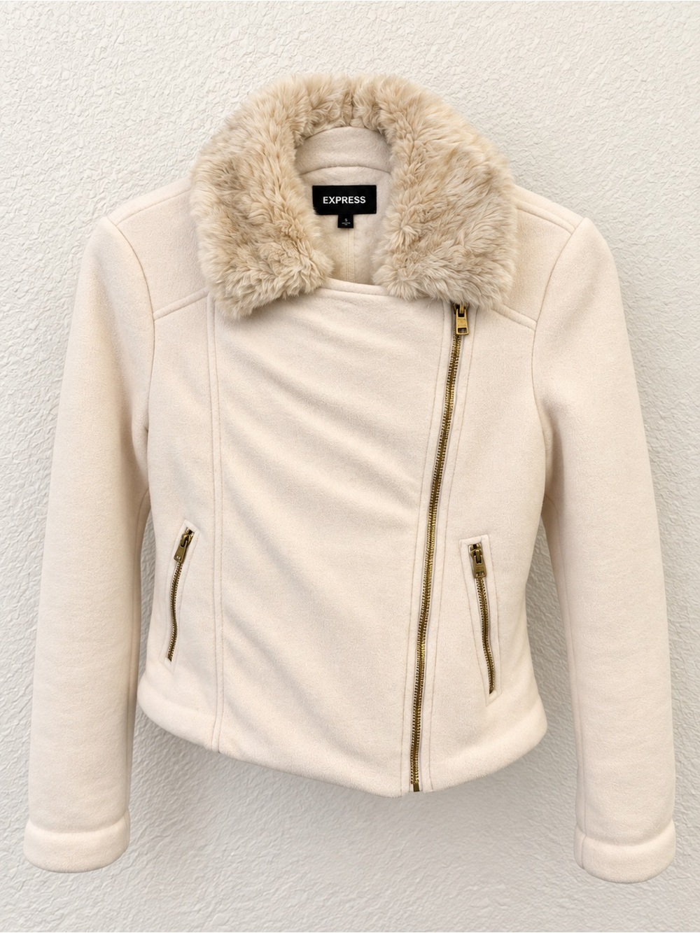 Express Moto Jacket with Faux Fur Collar 🤎